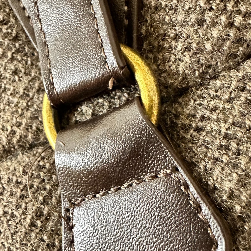 Equestrian Style Brown Wool Blend Sweater with Buckle Latch - Picture 7 of 13